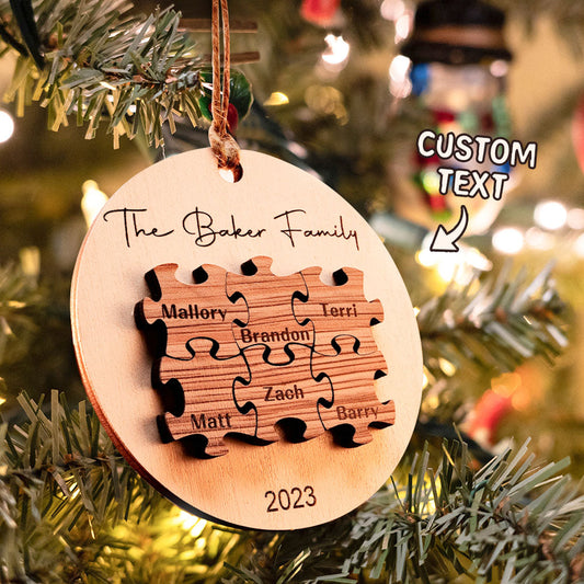 Custom Family Puzzle Name Christmas Ornament Personalized Wooden Decor For Christmas Day