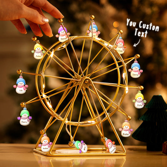 Custom Name Snowman Night Lights Christmas Ferris Wheel Family Name Gift