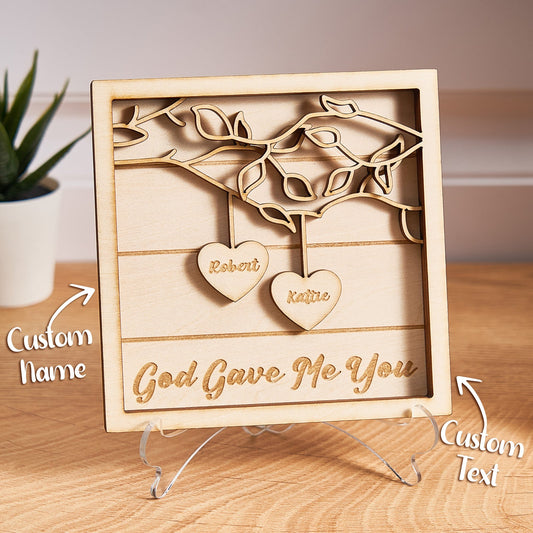 Personalized Wooden Ornaments Engraved 3D Anniversary Gift