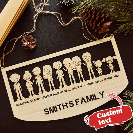 Custom Engraved Family Plaque Ornament Personalized Wooden Christmas Present