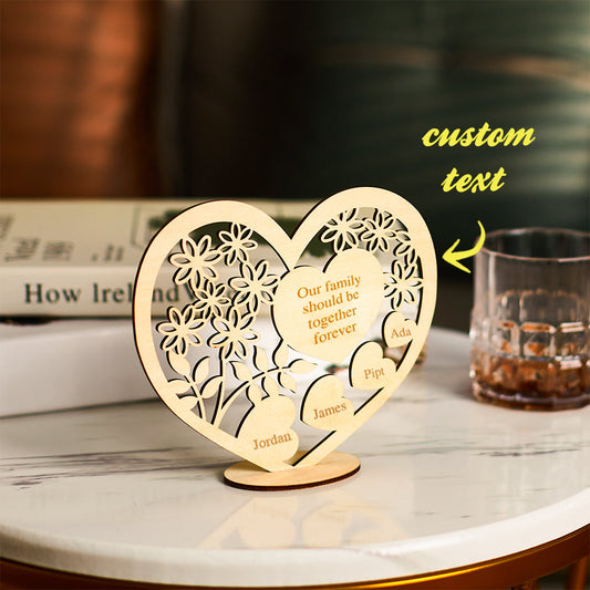 Custom Engraved Wooden Heart Ornaments can be Custom for Multiple Name Gifts