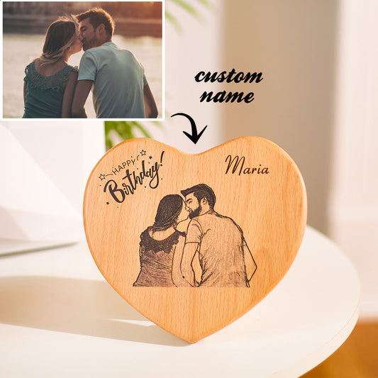 Custom Photo Engraved Heart Shaped Decorations Birthday Decorations Custom Gifts for Lover
