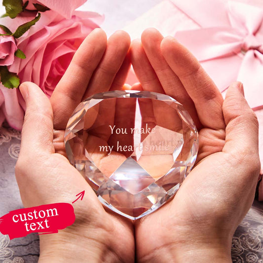 Custom Engraved Crystal Heart Paperweight Carved Valentine's Day Gifts