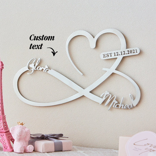 Custom Text Love Infinity Metal Sign Personalized  Names and Date Home Wall Decoration