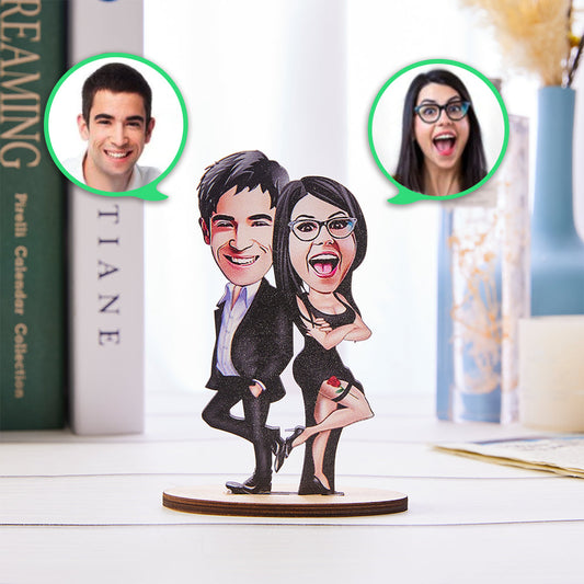 Custom Photo Sweetheart Cartoon Wooden Decor Funny Souvenir Gift Valentine's Day Trinket