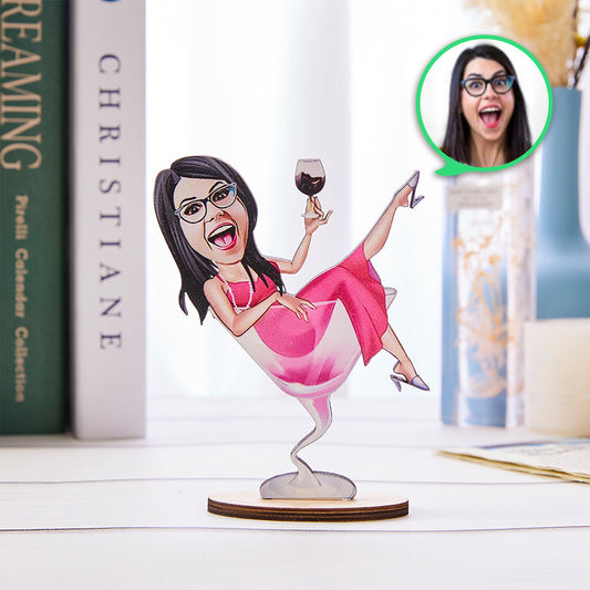 Custom Photo Women Cartoon Wooden Decor Funny Decorative Souvenir Gift