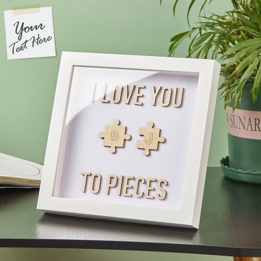 Custom Engraved I Love You Pieces Custom Jigsaw Picture Frame Valentine's Day Gift for Her