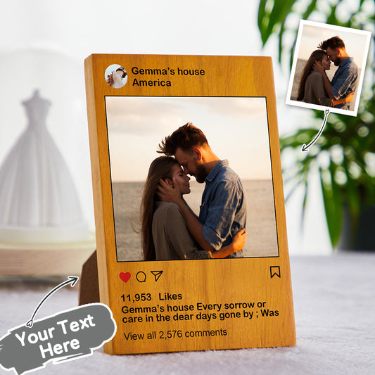 Custom Instagram Frame Desktop Decoration Wooden Photo Printing on Instagram with Stand