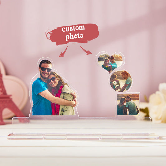 Custom Photo Heart Shaped Love Memories Personalized Photo Acrylic Desk Decoration