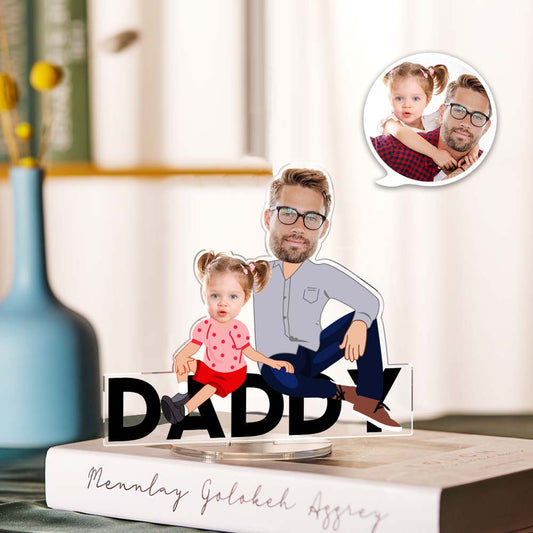 Custom Photo Father and Daughter Acrylic Frame Decor Personalized Home Ornaments for Dad