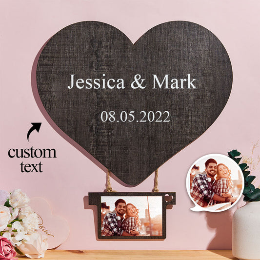 Custom Photo Engraved Plaque Heart-shaped Hot Air Balloon Ornament Commemorative Gift