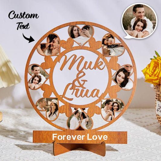 Custom Photo Engraved Desktop Decoration Wooden Ornament Anniversary Gift