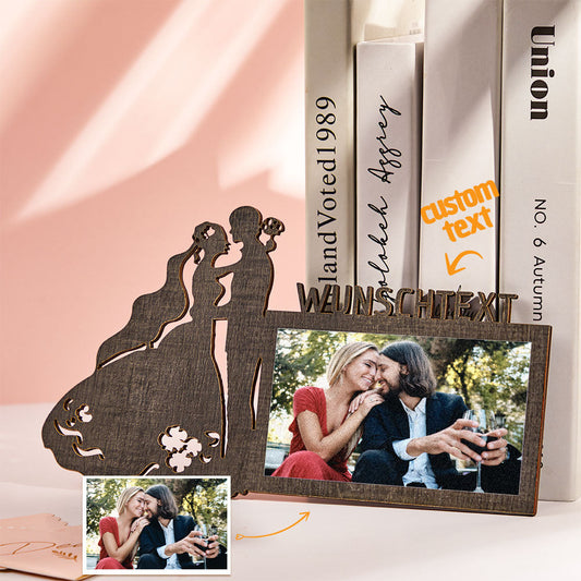 Custom Photo Engraved Frame Personalized Couple Wooden Plaque Romantic Gift