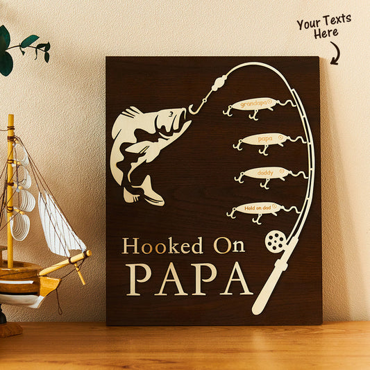 Custom Engraved Ornament Custom Name Fishing Trip Wooden Gifts for Dad