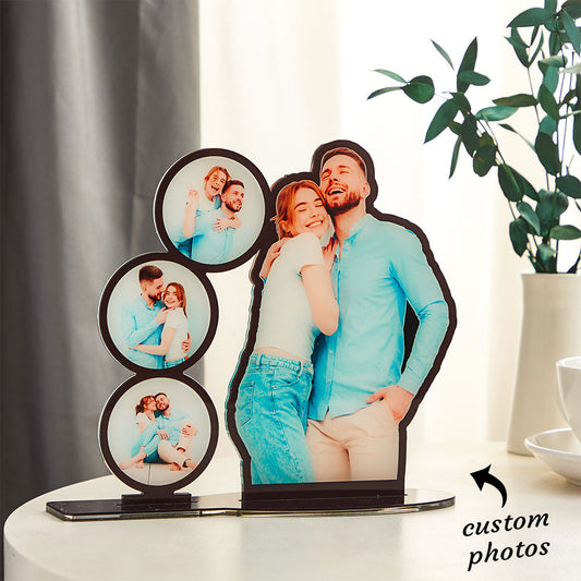 Personalized Photo Frame Circle Shaped Picture Acrylic Decoration Gifts For Couples