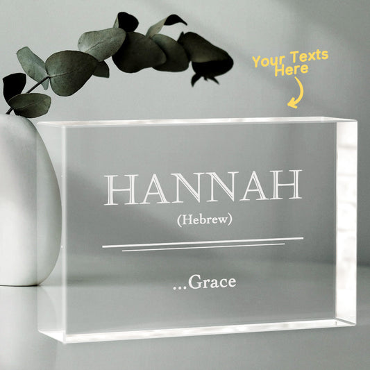 Custom 2D Crystal Engraved Name Meaning Glass Block Newborn Gifts