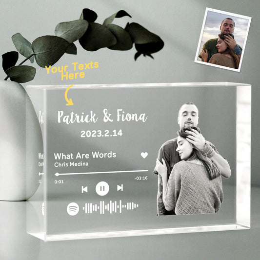 Scannable Spotify Code 2D Photo Crystal Music Glass Block Romantic Gift