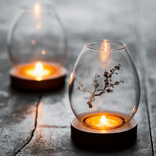 Cherry Blossom Glass Tealight Holder
