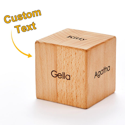 Custom Engraved Ornament Wooden Cube Creative Gifts