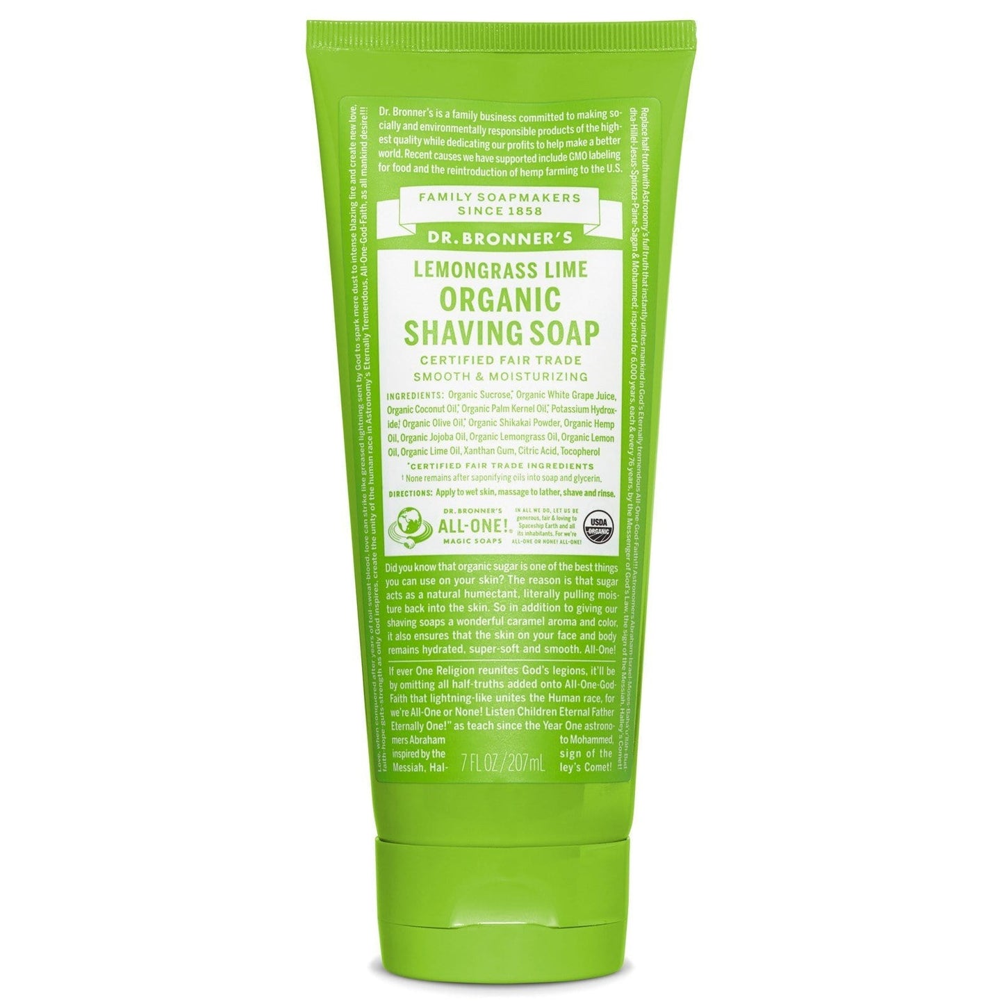 Dr. Bronner's Organic Shaving Soap - Lemongrass Lime (207 mL)
