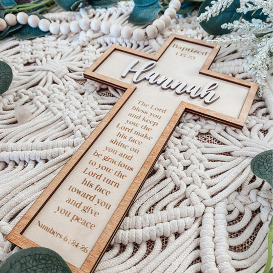 Personalized Baptism Cross Custom Baby Dedication Wood Decorate Gift for kids