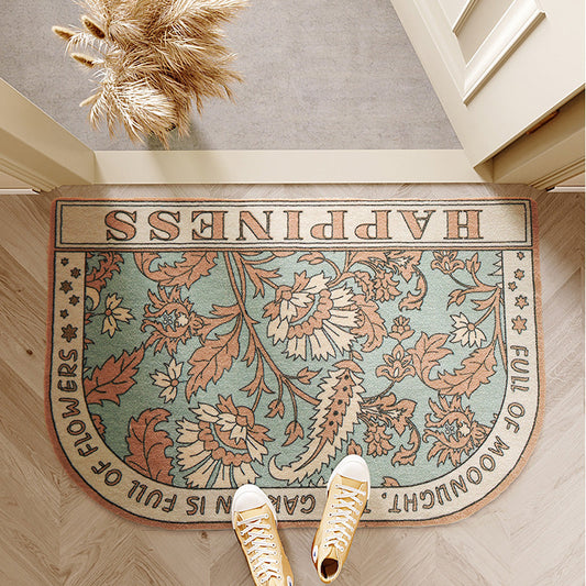 Vintage Half Oval shape Flower doormat