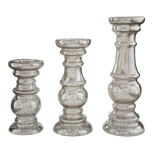 Rosario - Silver Finish - Candle Holder Set (3/cn)