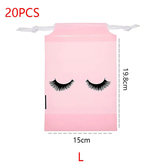 20/50PCS Eyelash Print Drawstring Reusable Bags
