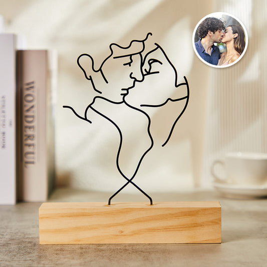 Custom Photo Ornaments Face Line Couple Romantic Gifts