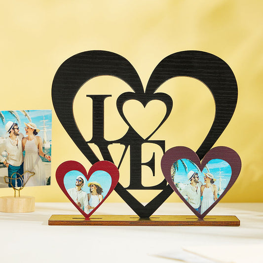 Custom Photo Frame Heart Love Creative Standing Couple Gifts