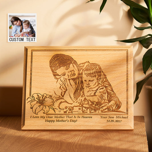 Personalized Photo Wooden Frame Creative Engraved Desktop Decoration Memorial Gifts for Mom