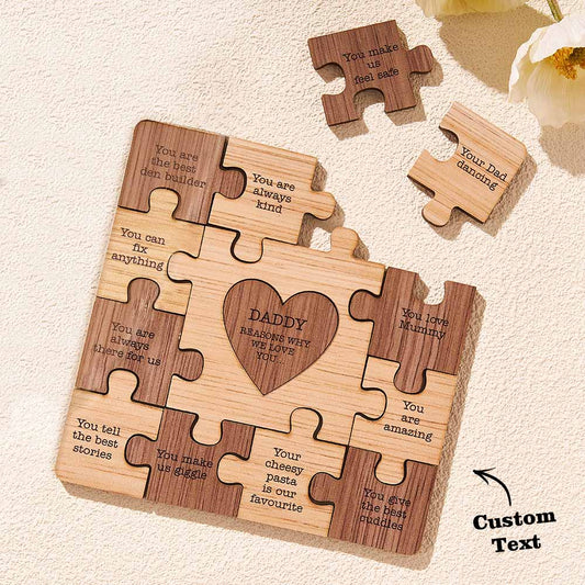 Custom Engraved Puzzle Ornaments Wooden Creative Gifts for Dad