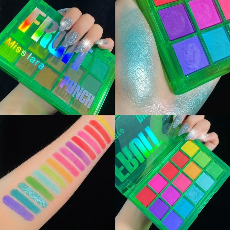 Sweet Party Eyeshadow Pallet Neon Makeup Palette 15 Shimmer Glitter Matte Shades Matellic Nude Blendable Pigment