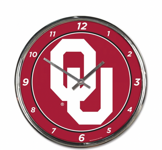 OU Sooners Retro Chrome Clock