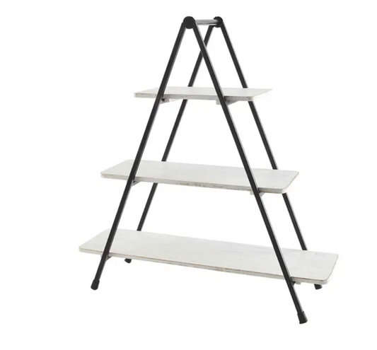 White Three Tiered Wood/Metal Server