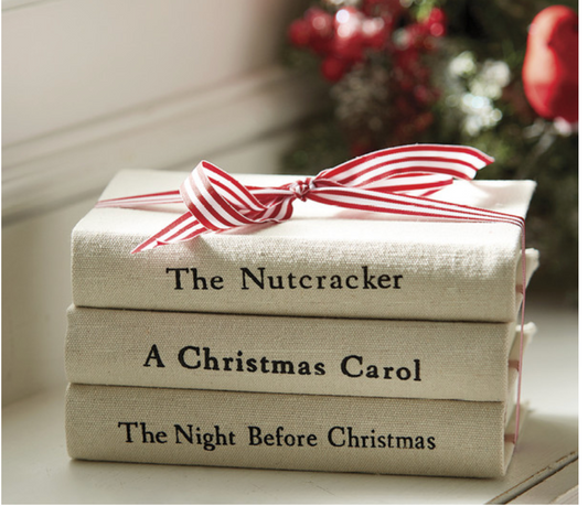Raz 8" Cream Colored Stacked Christmas Books C-23