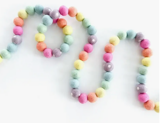 Spring Rainbow Felt Ball Garland