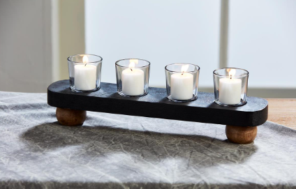 Black Beaded Votive Holder