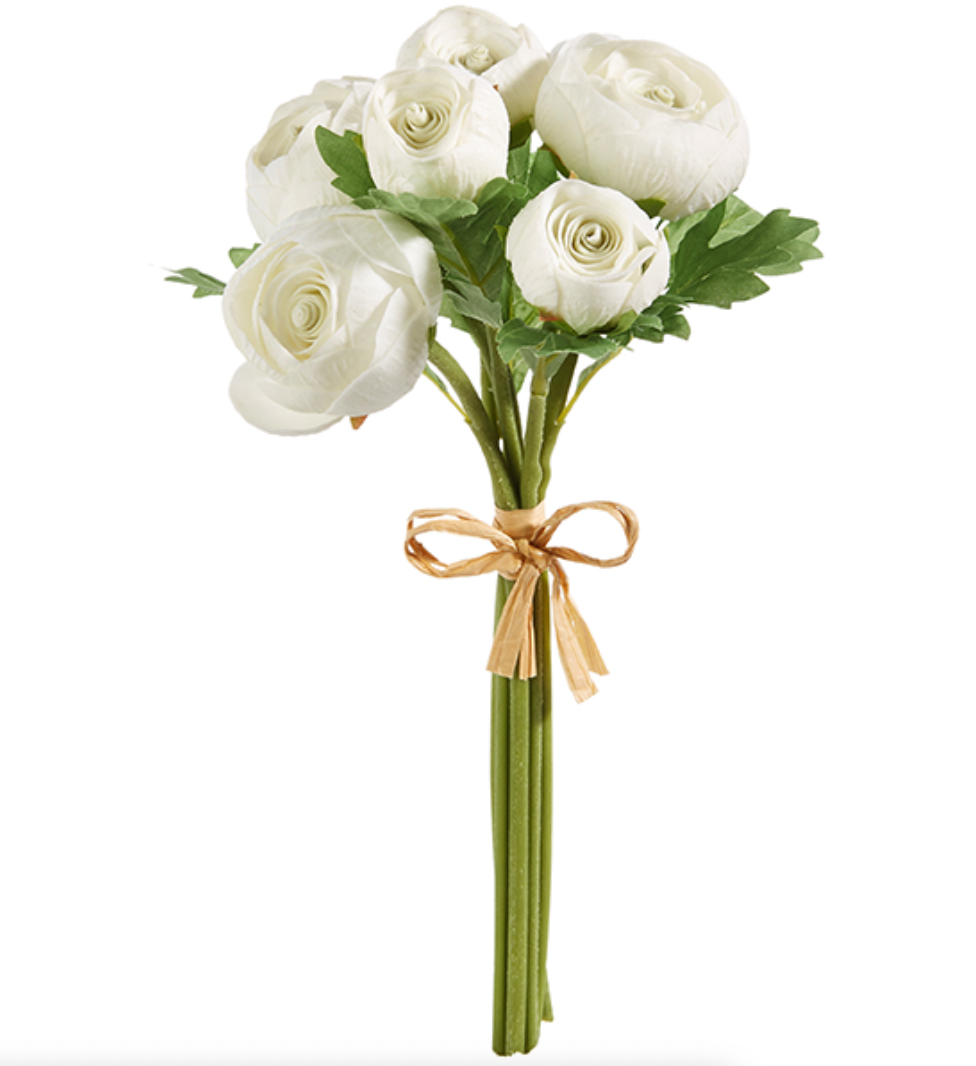 11" Real Touch White Ranunculus Bundle