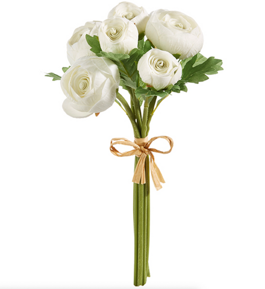 11" Real Touch White Ranunculus Bundle