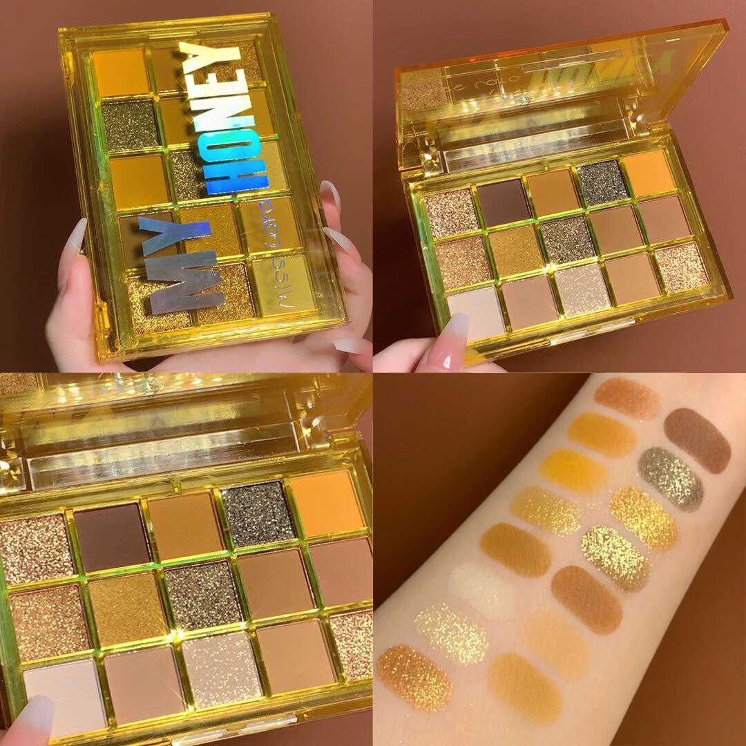 Sweet Party Eyeshadow Pallet Neon Makeup Palette 15 Shimmer Glitter Matte Shades Matellic Nude Blendable Pigment