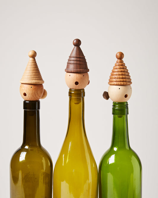 Lady Wine Stoppers in wine bottles