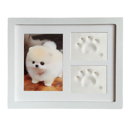 Pet Pawprints Desk Picture Frame Newborn Handprint Clay Photo Frame Kit for New Baby