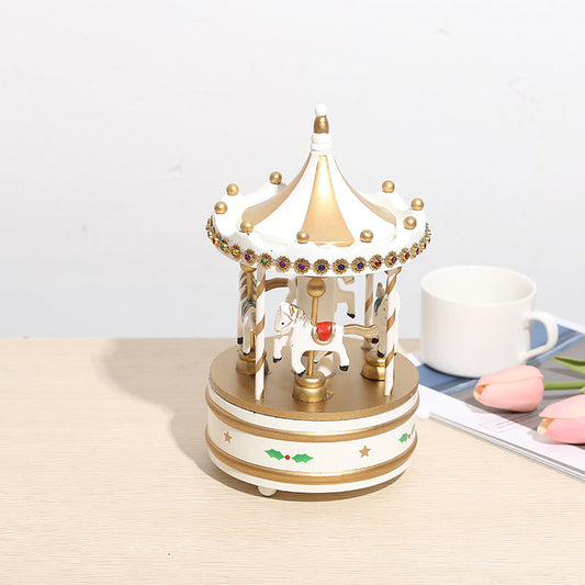 Carousel Music Box Unique Wooden Music Playing