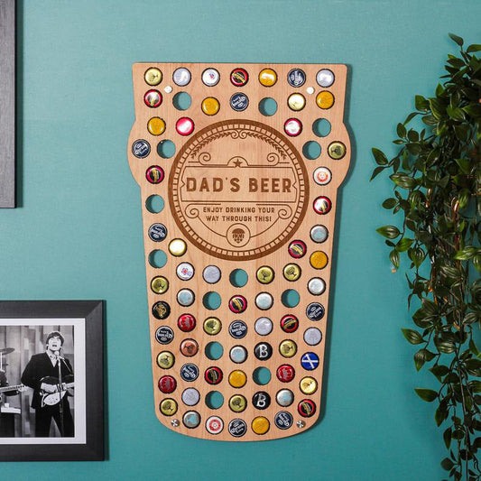 Beer Bottle Cap Collecting Plate Monogram Wooden Collector Wall Art Decor Gifts for Father