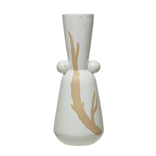 Stoneware Vase with Painted Design