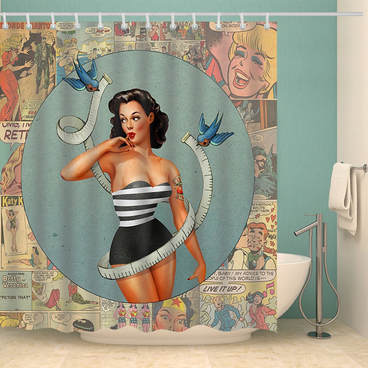 Animated Polyester Shower Curtain