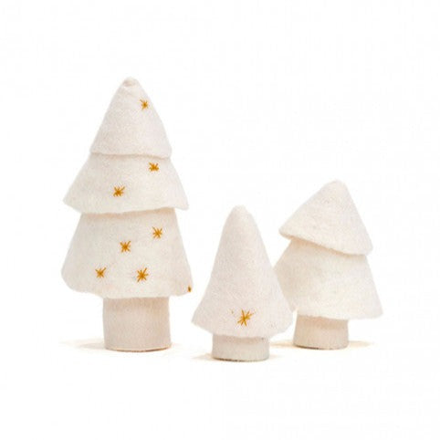 Felt Fir Trees, Set of 3 Holiday Decor Muskhane Natural
