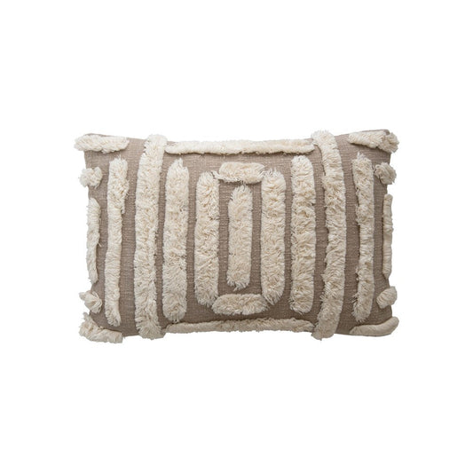 Tufted & Woven Cotton Lumbar Pillow