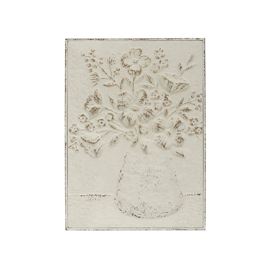 Embossed Metal Wall Decor - Flowers in Vase